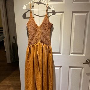 Yellow drop waist dress.